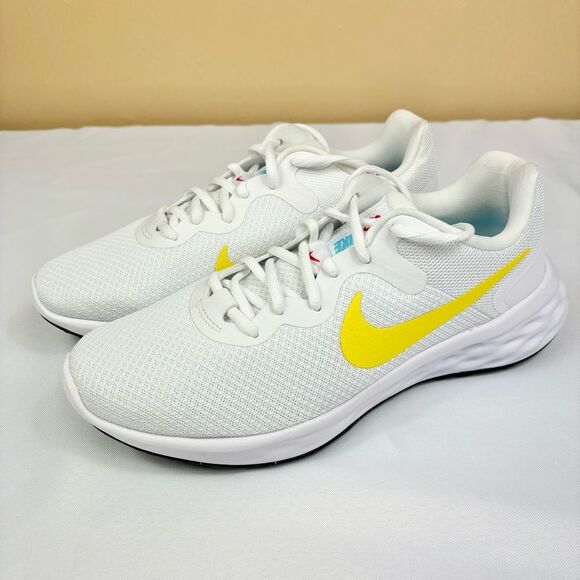 Nike Revolution 6 Next Nature White/Yellow Running Shoes Women’s Sz 9.5 - Picture 1 of 10